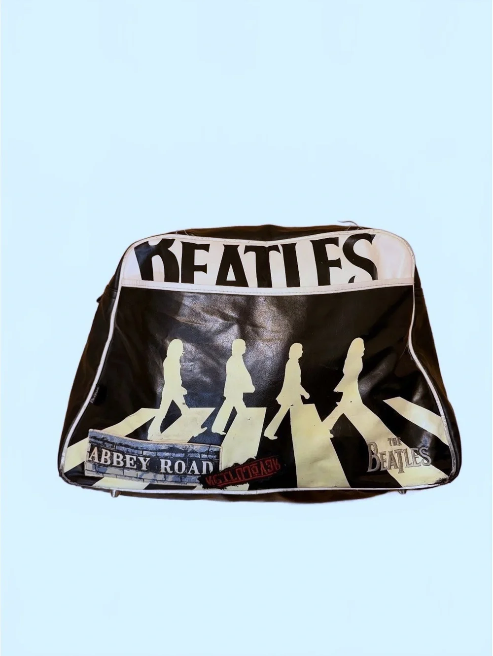 The Beatles Abbey Road Duffel Bag Black Faux Leather Weekender 2013 Vintage